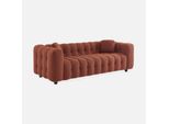 Sweeek - Divano A 3 Posti Con Rivestimento Bouclé Strutturato E Capitonné - Terracotta