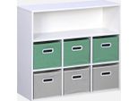 Libreria Per Bambini Con 6 Cestini In Velluto, Verde