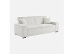 Sweeek - Divano A 3 Posti Con Funzione Letto E Rivestimento In Velluto A Coste - Crema