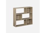 Libreria A 3 Ripiani Con 6 Vani, Marrone Naturale