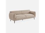 Sweeek - Divano A 3 Posti Con Rivestimento In Tessuto E Piedini In Metallo - Beige