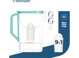 Wessper D3 Slim Aquaclassic 2,7L Caraffa Filtrante Per Frigorifero Alla Menta Compatibile Con I Filtri Brita E Aquaphor + 10X Cartucce Filtranti Aquaclassic