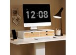 Sobuy BBF11-WN Supporto Per Schermo Monitor Alzata Per Schermo Supporto Per Monitor Con 3 Cassetti Supporto Per Monitor Wht Circa 60X11X22Cm