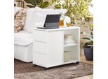 Sobuy FBT141-W Carrello Portadocumenti Carrello Portadocumenti Tavolo Per Stampante Supporto Per Stampante Contenitore Per Rotoli Con 4 Rotelle Armadio Per Ufficio Bianco Wd Circa 35X61X70Cm