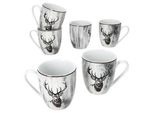Set Di 6 Tazze Da Caffè Alois 350Ml In Porcellana 6 Persone Cervo Tè Cacao
