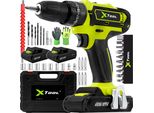 Set Trapano A Percussione A Batteria Xtool 21V, Avvitatore A Batteria Con 2 Batterie Agli Ioni Di Litio 2000 Mah 2 Velocità 25 Livelli Di Coppia Trapano Con Luce Led Con Custodia