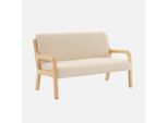 Panca Per Bambini Scandinava, Tessuto Bouclé, 2 Posti, Beige