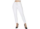 Mytrendshoe Donna Jeans Confortevole Vita Regolare 837532, Colore: Bianco, Taglia: 42