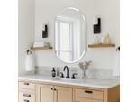 Artloge Specchio Moderno Da Parete, Specchio Decorativo Senza Cornice, Specchio Ovale, Specchio Da Ingresso A Parete, Per Bagno Soggiorno Camera Da Letto 60X120Cm