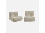 Sweeek - Set Di 2 Poltrone Modulari A 1 Posto Con Rivestimento Bouclé Strutturato - Beige