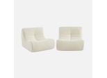Sweeek - Set Di 2 Poltrone Modulari A 1 Posto Con Rivestimento Bouclé Strutturato - Bianco