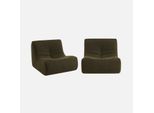 Sweeek - Set Di 2 Poltrone Modulari A 1 Posto Con Rivestimento Bouclé Strutturato - Kaki