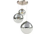 LED Hängeleuchte, 3-Flammig, Glas Kugeln, Chrom, D 51 cm