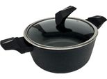 Pentola Con Coperchio In Vetro E Manico Ergonomico Rivestimento Antiaderente Pentola Nera ø20 Cm
