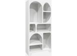 Libreria Organica Bianca Effetto Legno Con 8 Vani, Bianco