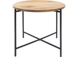 2.03 Tavolino In Metallo Con Piano In Acacia - Ca. Ø 45 Cm X 38 Cm - Tavolino Decorativo In Legno