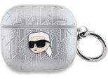 Karl Lagerfeld, Custodia Per Airpods 3 Con Monogramma Karl Head In Rilievo, Argento