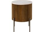 MASSIVMOEBEL24 | Tavolino D'appoggio In Legno Di Mango 40X40X52 Laccato Marrone - Marmo Bianco Barcelona #230