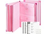 Inf Organizer Per File A Fisarmonica, Formato Lettera A4 Con Cartelle Espandibili Rosa