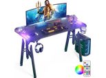 Yuenfong Scrivania Da Gioco 120X60 Cm Scrivania In Piedi A Forma Di Ala Scrivania Da Gioco Con Led Scrivania Da Computer Scrivania Da Gioco Per Pc Per Casa Ufficio Scrivania Ad Angolo (M-Frame)