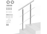 Ringhiera Per Scale In Acciaio Inox Con Corrimano - 800X104X1060 Mm - Ringhiera Con 2 Traverse - Ringhiera Per Scale Di Alta Qualità Per Uso Interno Ed Esterno