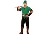 Costume Bandito Arciere Carnevale Eroico Fiabesco Figura Verde Marrone Avventura, Taglia: 54 - 56 (Xl) Colore: Verde