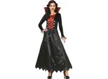Vampiro Halloween Vestito Rosso Nero Lungo Spaventoso Abito Da Sera Costume Gotico Carnevale, Taglia: 38 - 40 (M) Colore: Nero