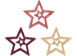 Decorazioni Sparse Stelle In Legno Ø4Cm 72 Pezzi Berry Rosa Naturale Natale, 72 Pezzi