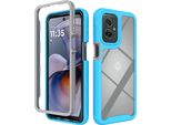 Custodia Per Motorola Moto G55, Copertura Posteriore Trasparente Ibrida, Robusto Paraurti In Tpu, Custodia Antiurto Blu
