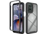 Custodia Per Motorola Moto G55, Copertura Posteriore Trasparente Ibrida, Robusto Paraurti In Tpu, Custodia Antiurto Nera