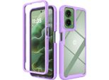 Custodia Per Motorola Moto G35, Copertura Posteriore Trasparente Ibrida, Robusto Paraurti In Tpu, Custodia Antiurto Viola