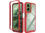 Custodia Per Motorola Moto G35, Copertura Posteriore Trasparente Ibrida, Robusto Paraurti In Tpu, Custodia Antiurto Rossa
