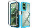 Custodia Per Motorola Moto G35, Copertura Posteriore Trasparente Ibrida, Robusto Paraurti In Tpu, Custodia Antiurto Blu