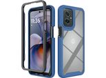 Custodia Per Motorola Moto G55, Copertura Posteriore Trasparente Ibrida, Robusto Paraurti In Tpu, Custodia Antiurto Blu Reale