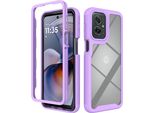 Custodia Per Motorola Moto G55, Copertura Posteriore Trasparente Ibrida, Robusto Paraurti In Tpu, Custodia Antiurto Viola