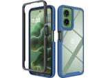 Custodia Per Motorola Moto G35, Copertura Posteriore Trasparente Ibrida, Robusto Paraurti In Tpu, Custodia Antiurto Blu Reale