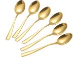 Set Di 6 Cucchiai Da Portata Dorati In Acciaio Inossidabile Di Alta Qualità - Moderni Ed Eleganti