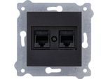 Presa Doppia Per Computer Cat.6 Nero Metallizzato 254/14E Exen