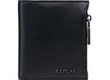 Replay Pelle Portafoglio Leather Wallet Black Nero
