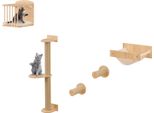 Costway 5 Pcs Parete Di Arrampicata Per Gatti, Tiragraffi Con Piattaforme, Paletti In Sisal, Amaca E Letto Per Gatti, Casa Per Gatti Scala Per Gatti Albero Di Arrampicata In Legno Natura