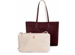 Replay Borsa Shopper Borsa A Tracolla Shoulder Bag Cream White + Huckleberry Avorio Bordeaux