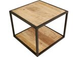 Tavolino - 50X50X40 Cm - Legno Di Mango - Acciaio