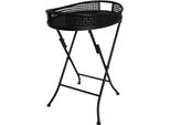 Tavolino - Nero - 55X38X62 Cm - Bambù - Struttura In Acciaio