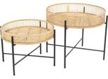 Tavolino - Naturale - Set Di 2 - Bambù - Ø49 & Ø60 Cm