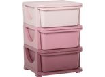 Fortuna Lai Contenitore Per Giocattoli, 3 Ripiani, Cassettiera Per Cameretta, Piccola Cassettiera Per Bambini, Rosa