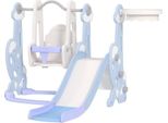Fortuna Lai Scivolo 4 In 1 Scivolo Per Bambini Con Altalena, Canestro Da Basket, Struttura Per Arrampicata, Scivolo Per Bambini Piccoli Con Design A Forma Di Razzo Parco Giochi Per Bambini Per Interni Ed Esterni 1,5-4 Anni Bambini Azzurro
