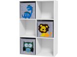 Fortuna Lai Scaffale Per Bambini Scaffale Per Libri Con 3 Contenitori Scaffale Per Giocattoli Scaffale Per Cameretta Dei Bambini Bianco+Grigio 61,8 X 29,9 X 91,5 Cm