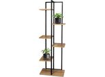 2.03 Supporto Per Piante Con 5 Ripiani - Circa 126 X 40 X 20 Cm - Scaffale Per Fiori In Legno E Metallo