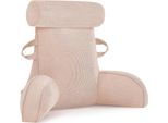 Cuscino Per Lo Schienale, Cuscino Da Lettura Per Letto E Divano Con Paranuca Rimovibile, Grande Cuscino Per Lo Schienale Con Bracciolo, Ideale Come Supporto Per La Schiena Per Leggere, Guardare La Tv, Oziare, Lavorare, Giocarebeige Chiaro