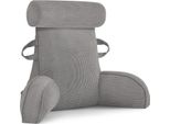 Cuscino Per La Schiena, Cuscino Da Lettura Per Letto E Divano Con Paranuca Rimovibile, Grande Cuscino Per La Schiena Con Bracciolo, Ideale Come Supporto Per La Schiena Per Leggere, Guardare La Tv, Poltrire, Lavorare, Giocare, Grigio Chiaro